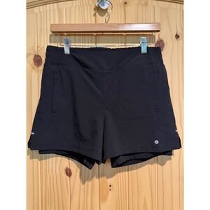 Layer 8 Womens Qwick-Dry Running Shorts Black Med Double Layer Athletic Pockets